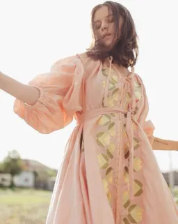 Innika Choo Sir Kulksware Pink Midi Smock Dress Print One Size  for rent on The Volte - image 2