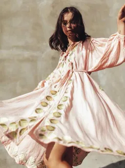 Innika Choo Sir Kulksware Pink Midi Smock Dress Print One Size  for rent on The Volte - image 1