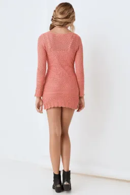 Spell & The Gypsy Atlantic Crochet Mini Dress Pink Size 6  for rent on The Volte - image 3
