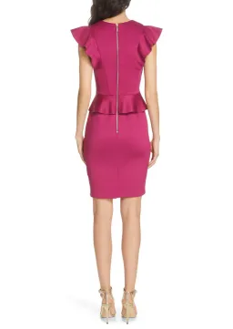 Ted Baker Alair Ruffle Peplum Bodycon Dress in Hot Pink Size 6 for rent on The Volte - image 5