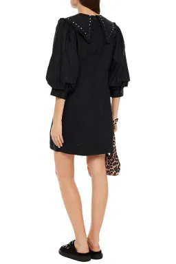 Ganni Studded Linen Mini Dress Black Size 8 for rent on The Volte - image 2