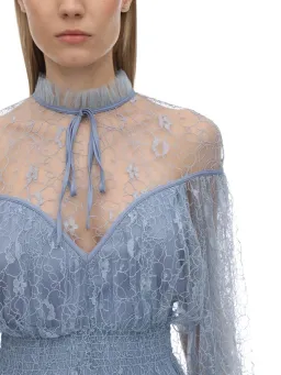 Alice McCALL Ruffled Lace Mini Dress Blue Size 8 for rent on The Volte - image 4