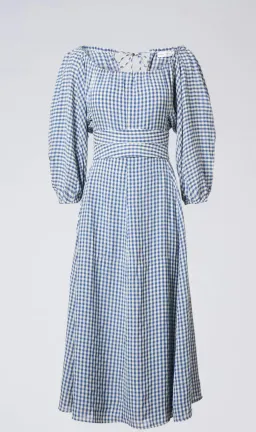 Scanlan Theodore Gingham Gathered Dress Blue Size 8 for rent on The Volte - image 4