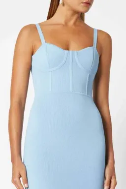 Scanlan Theodore Knit Bustier Dress Blue Size 6 for rent on The Volte - image 2