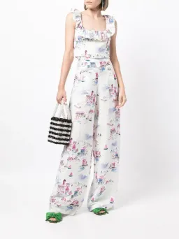 Rebecca Vallance Veneti Milkmaid Top and Wide-leg Trouser Set Print Size 8 for rent on The Volte - image 1