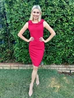 Alannah Hill Red Midi with Frill Neckline size 8 for rent on The Volte - image 1