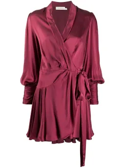 Zimmermann Silk Wrap Mini Dress Burgundy Size 0P / AU 6 for rent on The Volte - image 3