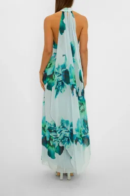 Carla Zampatti Blue Mid Summer Night Dream Gown Print Size 6 for rent on The Volte - image 4