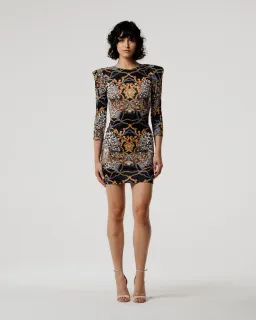 Meraki Official Max Baroque Printed Mini Dress Print Size 8  for rent on The Volte - image 1