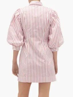 Ganni Stripe Cotton Mini Dress Print Size 8 for rent on The Volte - image 3