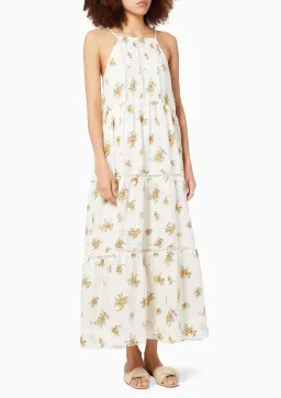Shona Joy Lila Linen Pin Tuck Sleeveless Maxi Dress Floral Size 10 for rent on The Volte - image 1