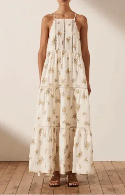 Shona Joy Lila Linen Pin Tuck Sleeveless Maxi Dress Floral Size 10 for rent on The Volte - image 2