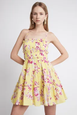 Aje Wildflower Mini Dress in Sunshine Fuchsia Floral Size 8 for rent on The Volte - image 1