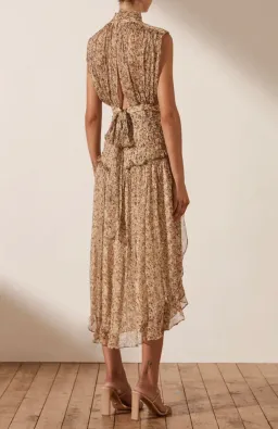 Shona Joy Ambar Sleeveless Open Back Midi Dress Brown Size 6 for rent on The Volte - image 4