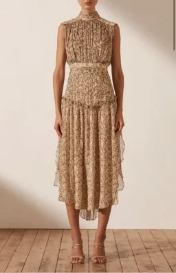 Shona Joy Ambar Sleeveless Open Back Midi Dress Brown Size 6 for rent on The Volte - image 2