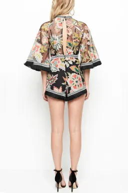Alice McCall Georgie Boy Playsuit Black Floral Print Size 10  for rent on The Volte - image 2
