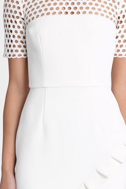 Yeojin Bae Embroidered Net Double Crepe Piper Midi Dress White Size 4 for rent on The Volte - image 3