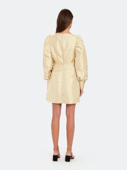 Baum und Pferdgarten Aidy Satin Puff Long Sleeve Mini Dress Gold Size 10 for rent on The Volte - image 3