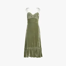 Reformation Oda Velvet Midi Dress Artichoke Size AU 4  for rent on The Volte - image 1