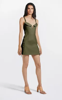 Dion Lee Laced Bonded Mini Dress Green Size 8 for rent on The Volte - image 1