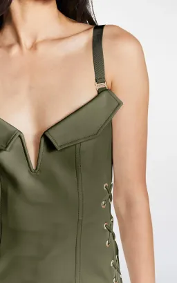 Dion Lee Laced Bonded Mini Dress Green Size 8 for rent on The Volte - image 3