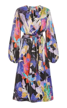 Rebecca Vallance Belladonna Lamé Midi Dress Print Size 8 for rent on The Volte - image 2