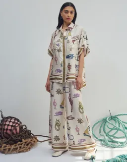 Alemais Ships Ahoy Man Shirt and Pants Set Print Size 8 for rent on The Volte - image 2