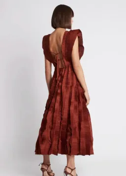 Aje Hybrid Midi Dress Burgundy Size 8  for rent on The Volte - image 2