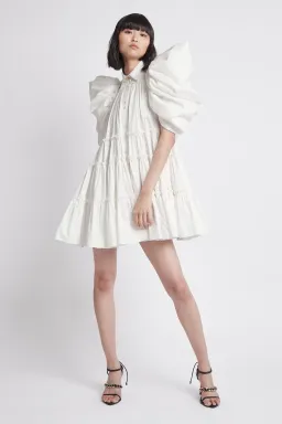 Aje Swift Butterfly Sleeve Smock Mini Dress White Size 4  for rent on The Volte - image 1