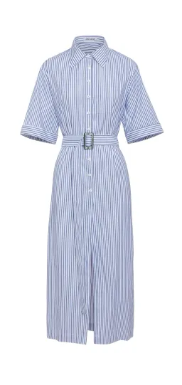 Anna Quan Zola Belted Striped Midi Dress Print Size 8 for rent on The Volte - image 5