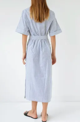 Anna Quan Zola Belted Striped Midi Dress Print Size 8 for rent on The Volte - image 4