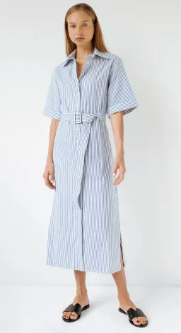 Anna Quan Zola Belted Striped Midi Dress Print Size 8 for rent on The Volte - image 3