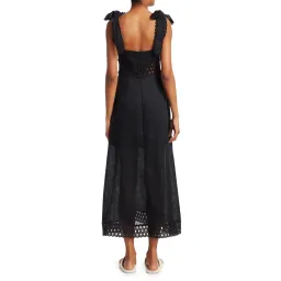 Zimmerman Verity Tie-Shoulder Linen Maxi Dress Black Size 0 for rent on The Volte - image 2