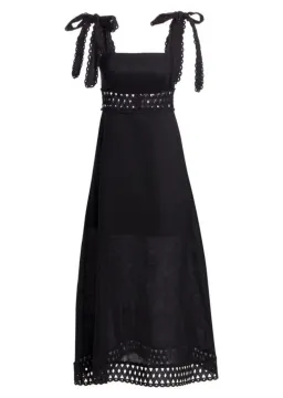Zimmerman Verity Tie-Shoulder Linen Maxi Dress Black Size 0 for rent on The Volte - image 3