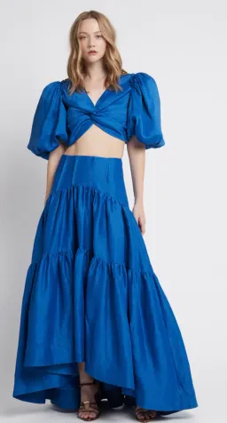 Aje Reverb Puff Sleeve Cropped Top and Midi Skirt Set Size 14 for rent on The Volte - image 1