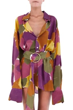 Bamba Titan Shirt Dress Dry Brush Print Size S/M for rent on The Volte - image 1