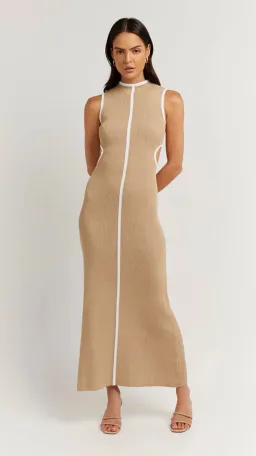 Dissh Binding Wheat Knit Midi Dress Nude Size 12 for rent on The Volte - image 1