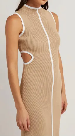 Dissh Binding Wheat Knit Midi Dress Nude Size 12 for rent on The Volte - image 4