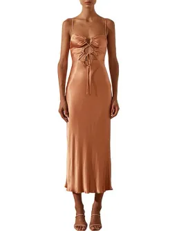 Shona Joy Loise Lace Up Midi Dress Caramel Size 8 for rent on The Volte - image 1