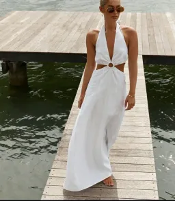 Dissh Layne Halter Midi Dress White Size 8  for rent on The Volte - image 5