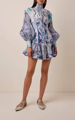 Zimmermann Glassy Long Sleeve Mini Dress Print Size 3 for rent on The Volte - image 1