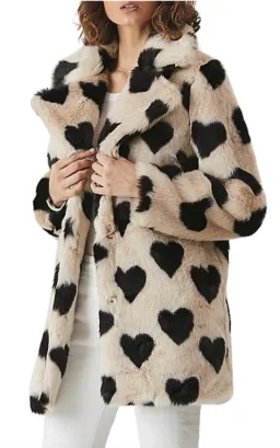 Ena Pelly Minimalist Faux Fur Jacket Love Hearts Size 8 for rent on The Volte - image 1