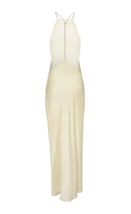 Michael Lo Sordo Hudson Bias Crystalline Maxi Dress Pale Yellow Size 4 for rent on The Volte - image 3