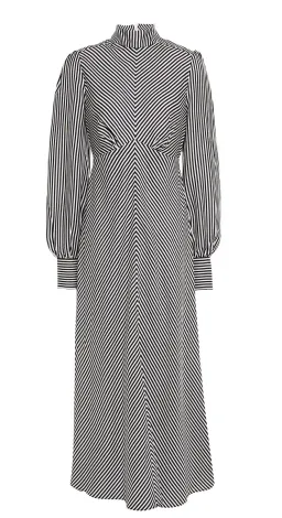 Zimmermann Striped Satin Twill Midi Dress Black/White Size 0 / AU 6-8 for rent on The Volte - image 3