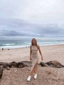 Perfect Stranger No Love Knit Midi Dress Nude Size 6 for rent on The Volte - image 1