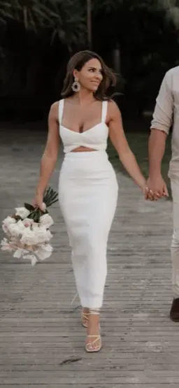 Shona Joy Simone Cross Over Midi Dress White Size 6 for rent on The Volte - image 3