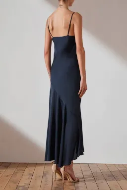 Shona Joy Luxe Bias Asymmetrical Slip Dress Navy Size 6 for rent on The Volte - image 3