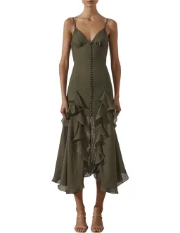 Shona Joy Charlotte Contour Cocktail Midi Dress Green Size 12  for rent on The Volte - image 1