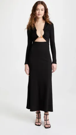 Christopher Esber Split Quarts Ruched Long Sleeve Dress Black Size 8 for rent on The Volte - image 2