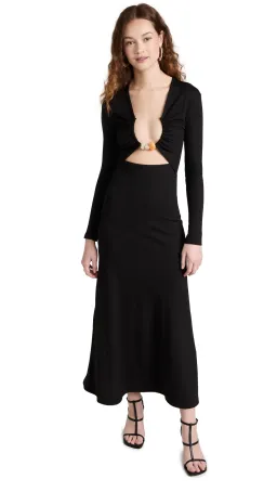 Christopher Esber Split Quarts Ruched Long Sleeve Dress Black Size 8 for rent on The Volte - image 1